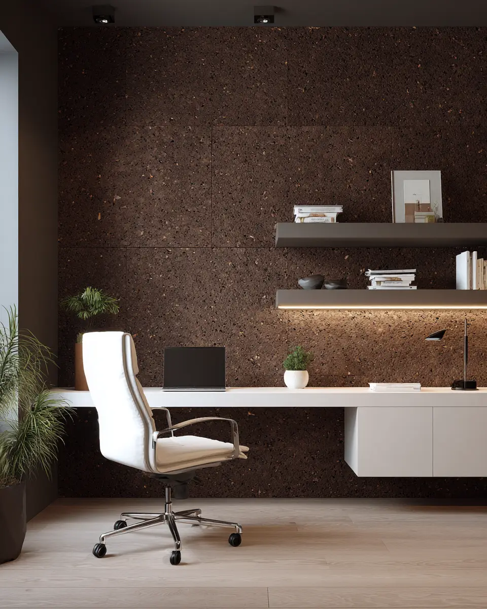 Chocolate Brown Contemporary Home Office Decor Ideas