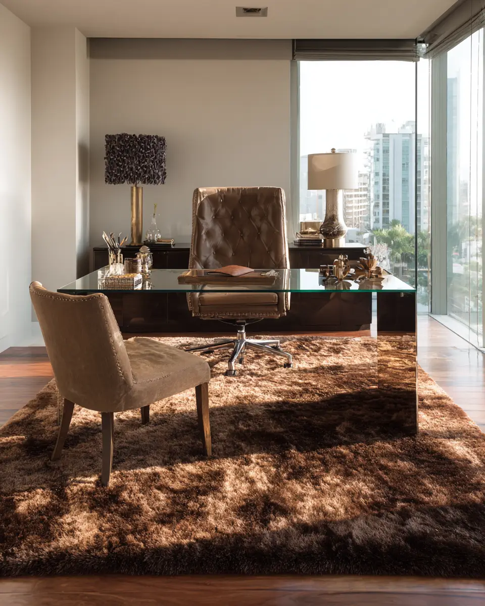 Chocolate Brown Contemporary Home Office Decor Ideas