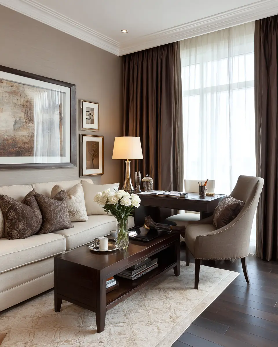 Chocolate Brown Contemporary Home Office Decor Ideas