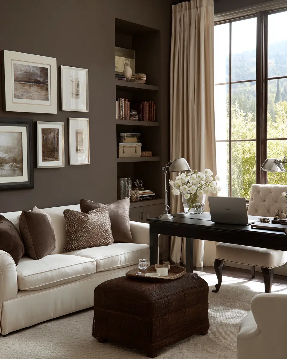 Chocolate Brown Contemporary Home Office Decor Ideas