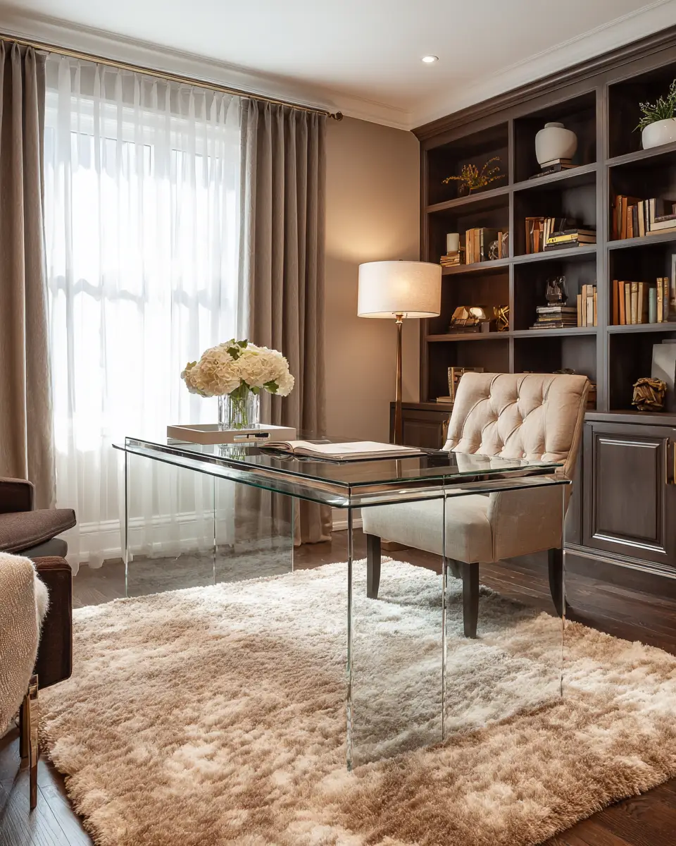 Chocolate Brown Contemporary Home Office Decor Ideas