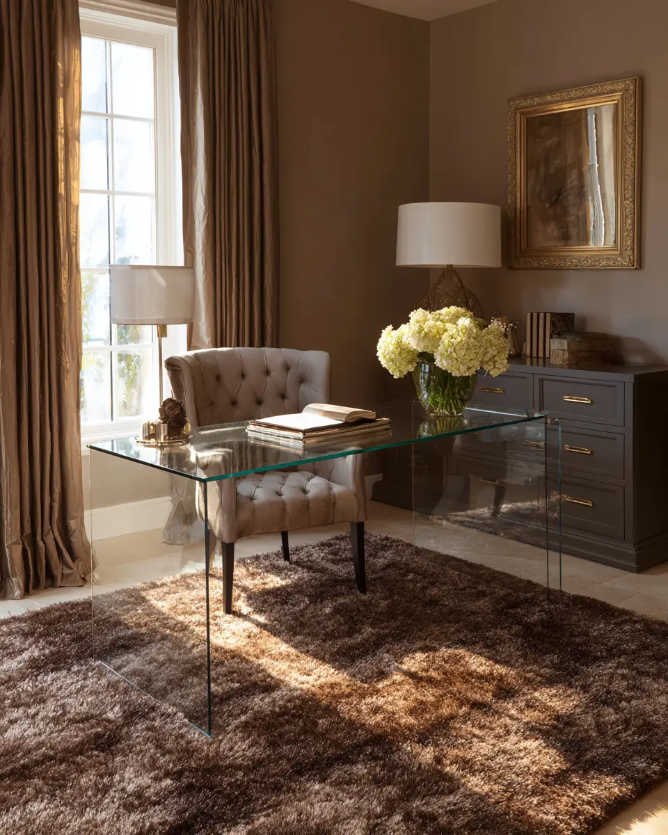 Chocolate Brown Contemporary Home Office Decor Ideas