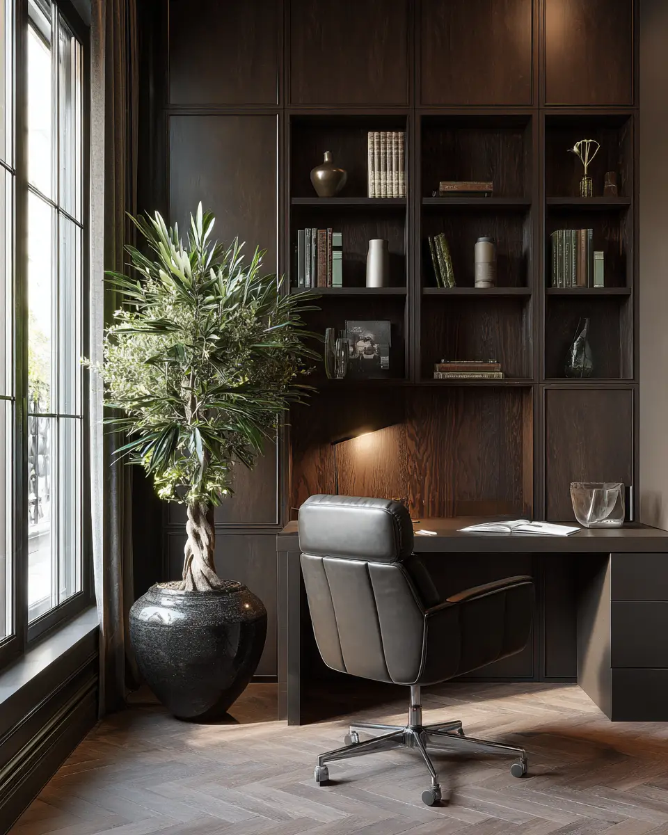 Chocolate Brown Contemporary Home Office Decor Ideas