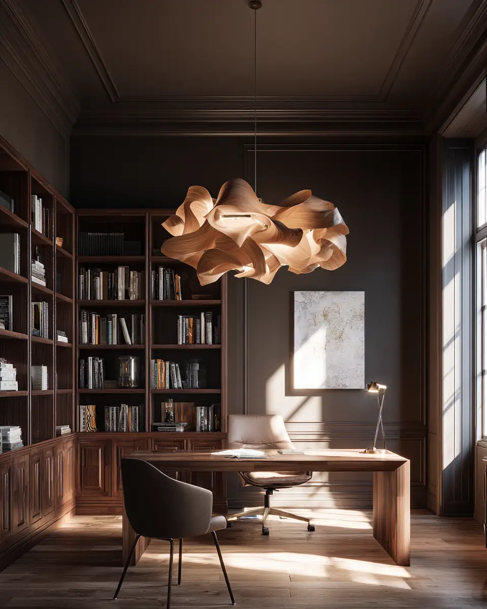 Chocolate Brown Contemporary Home Office Decor Ideas