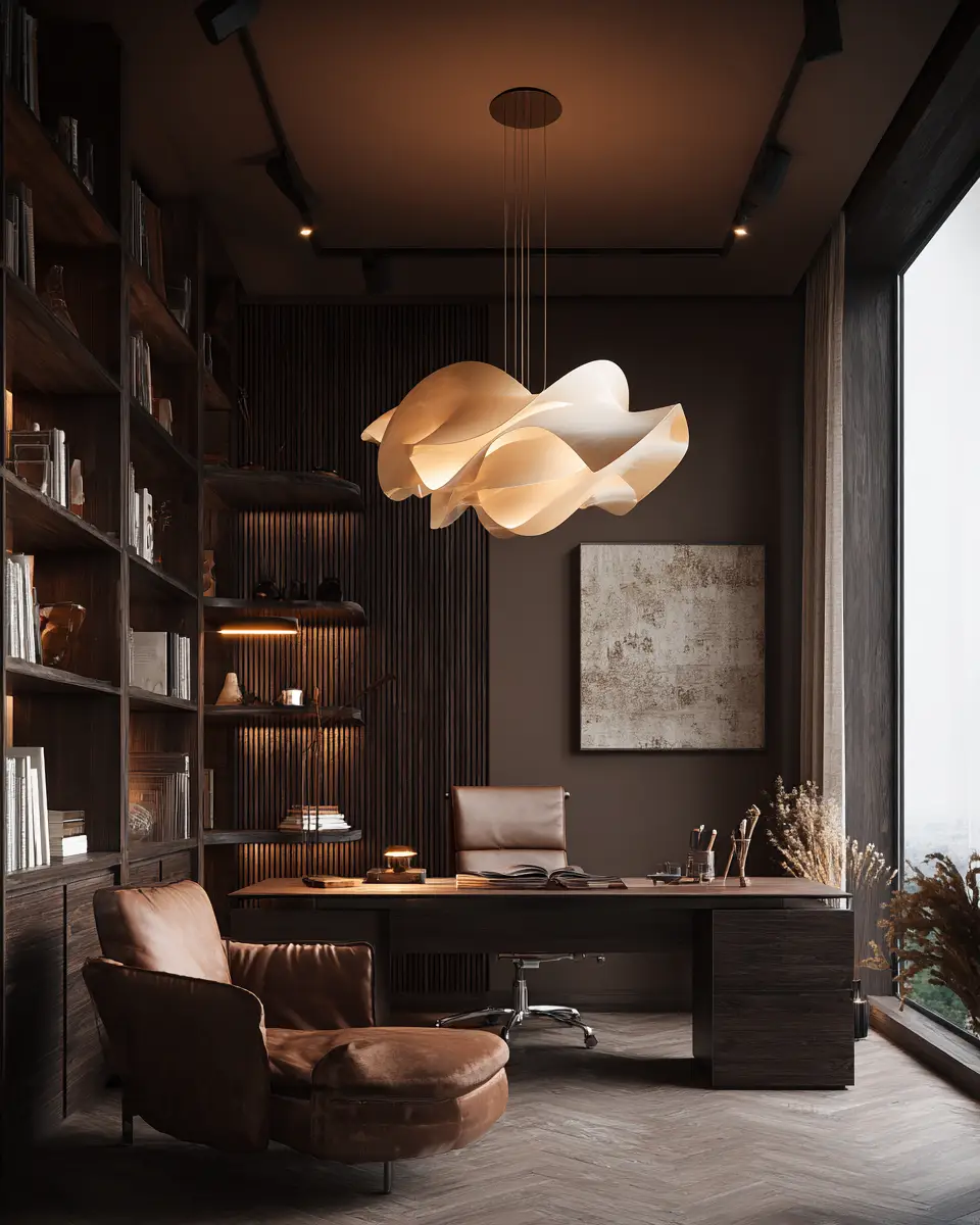 Chocolate Brown Contemporary Home Office Decor Ideas