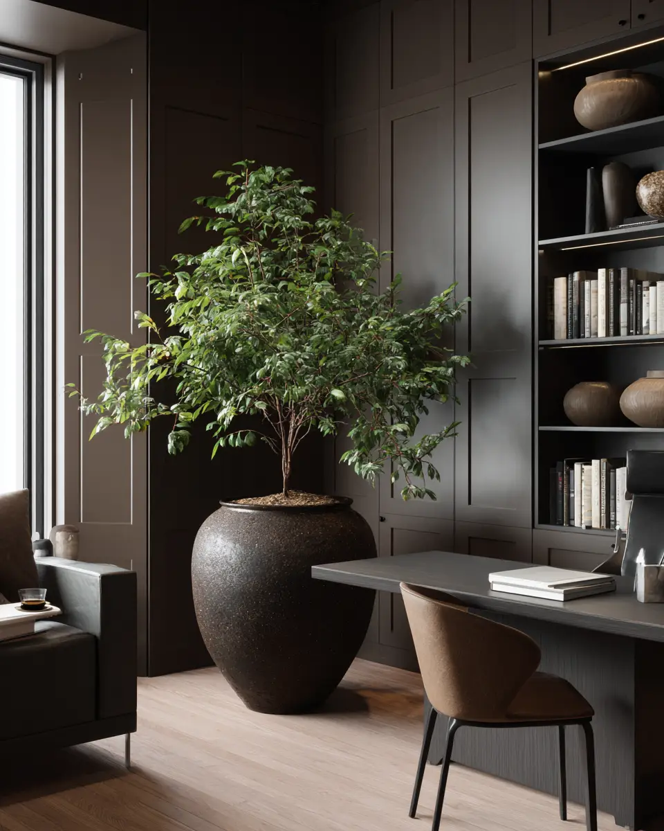 Chocolate Brown Contemporary Home Office Decor Ideas