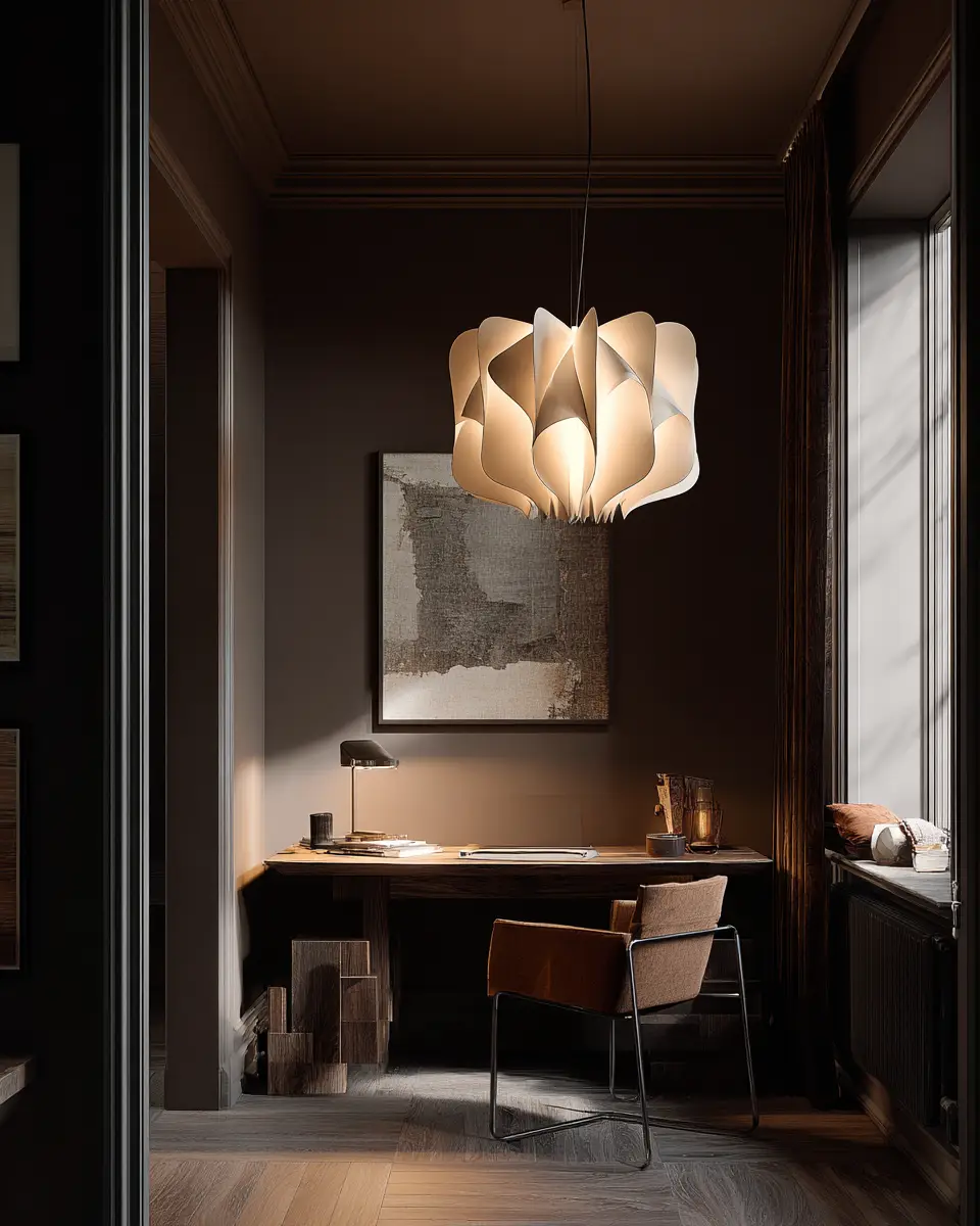 Chocolate Brown Contemporary Home Office Decor Ideas