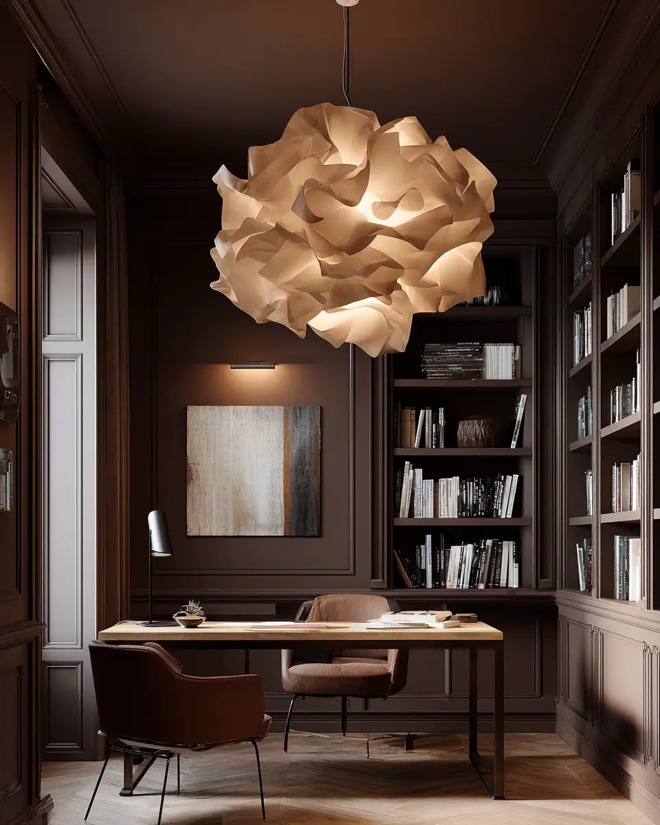 Chocolate Brown Contemporary Home Office Decor Ideas