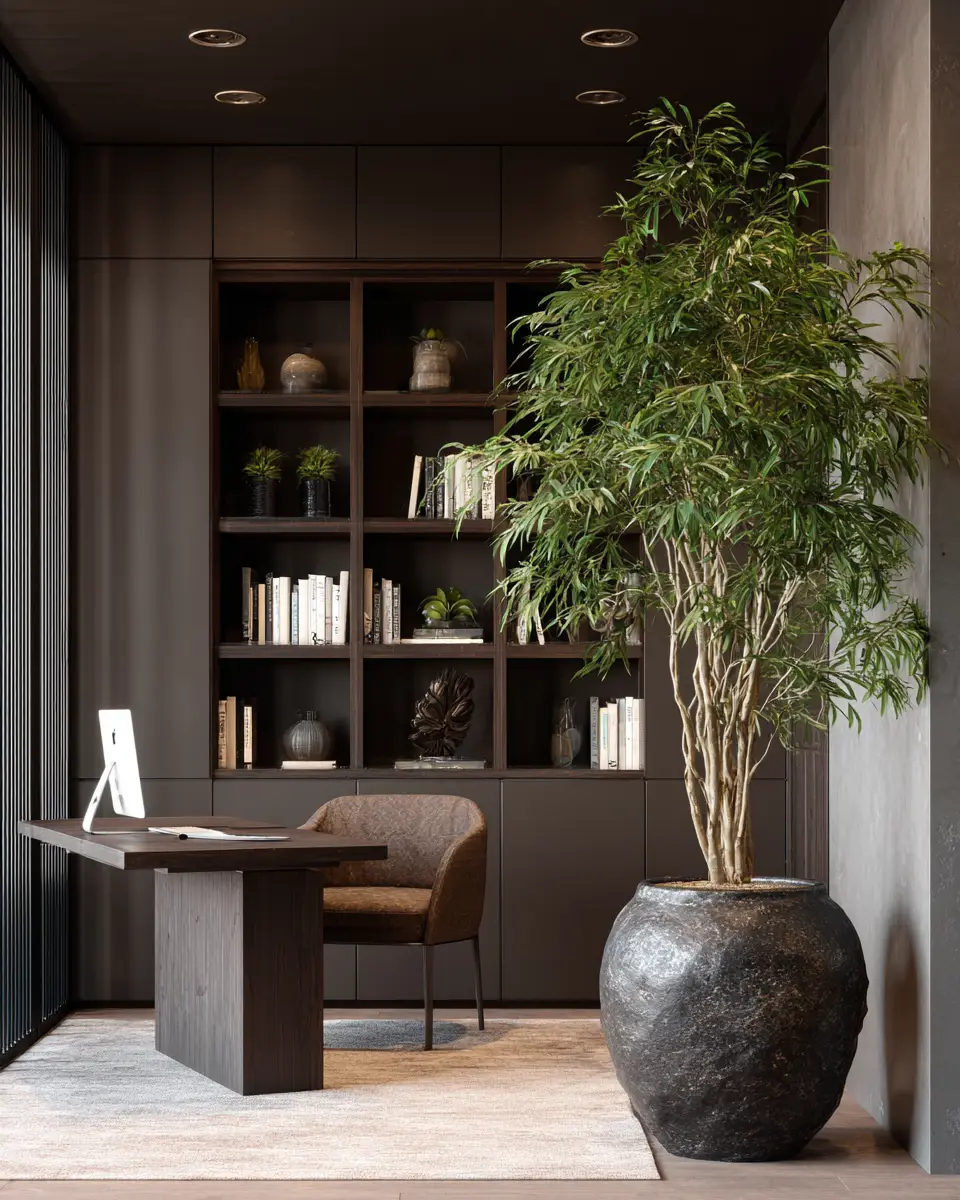 Chocolate Brown Contemporary Home Office Decor Ideas