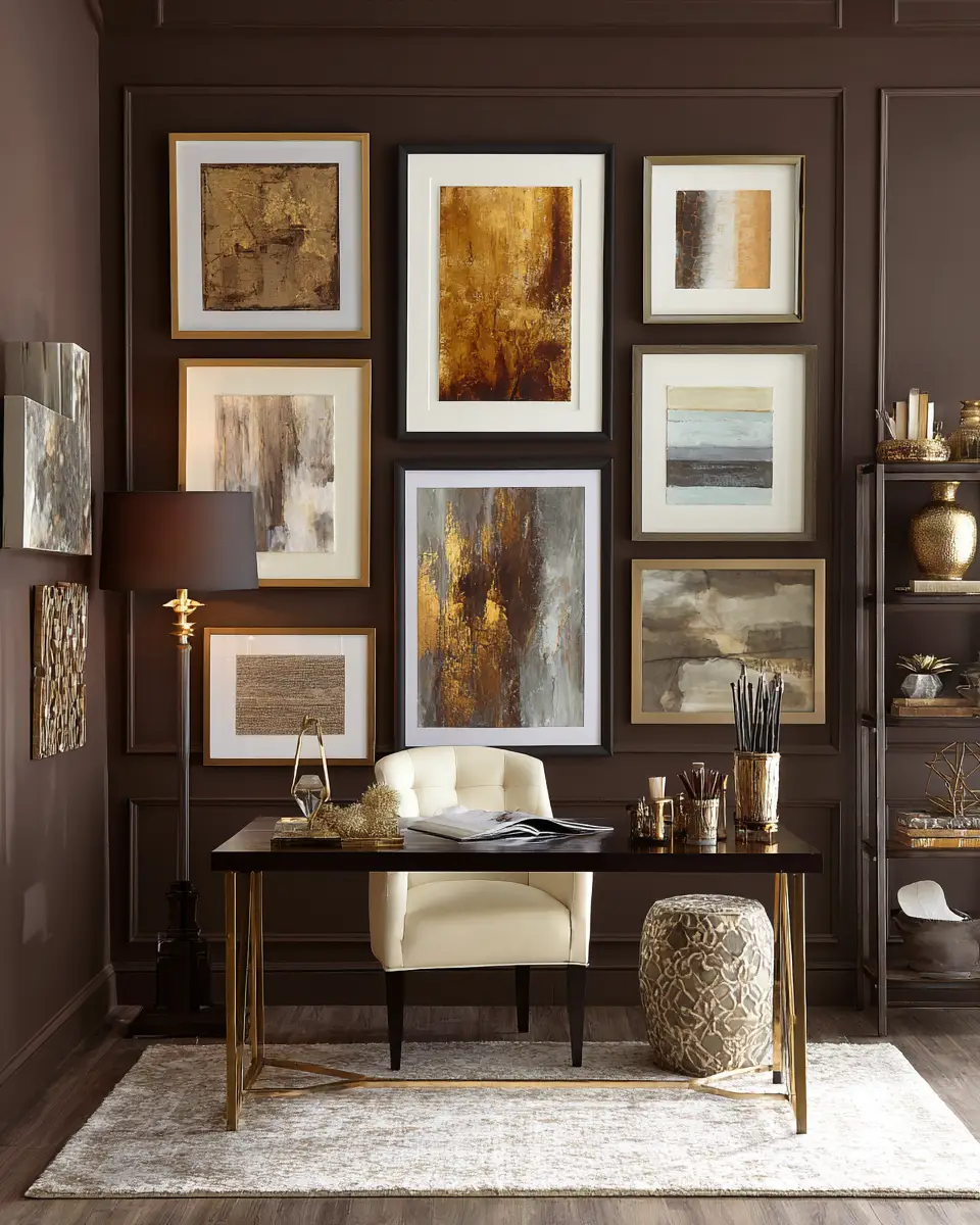 Chocolate Brown Contemporary Home Office Decor Ideas