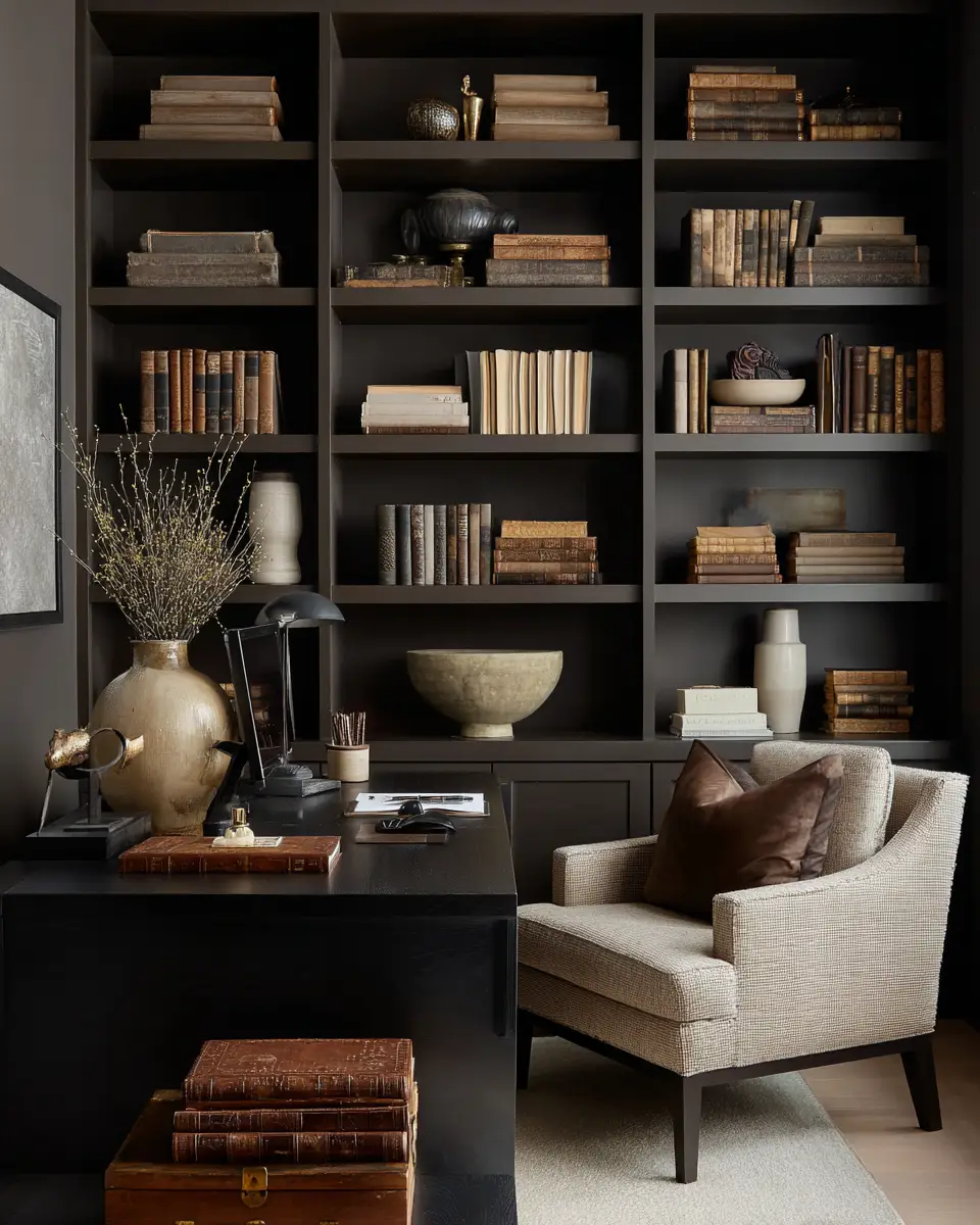 Chocolate Brown Contemporary Home Office Decor Ideas