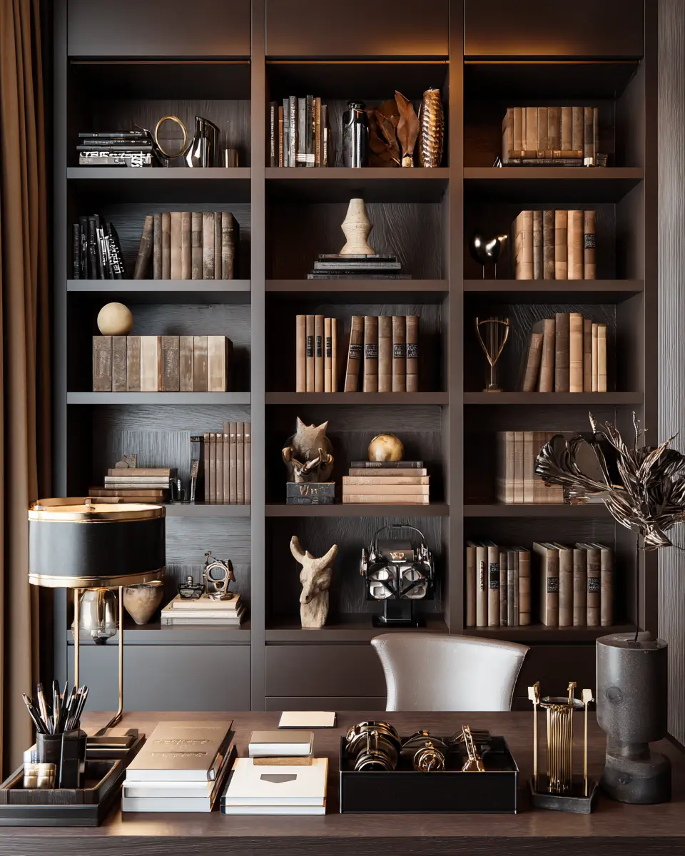 Chocolate Brown Contemporary Home Office Decor Ideas