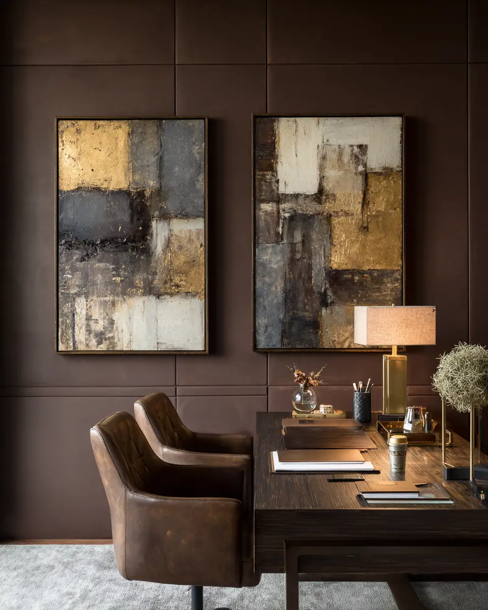 Chocolate Brown Contemporary Home Office Decor Ideas