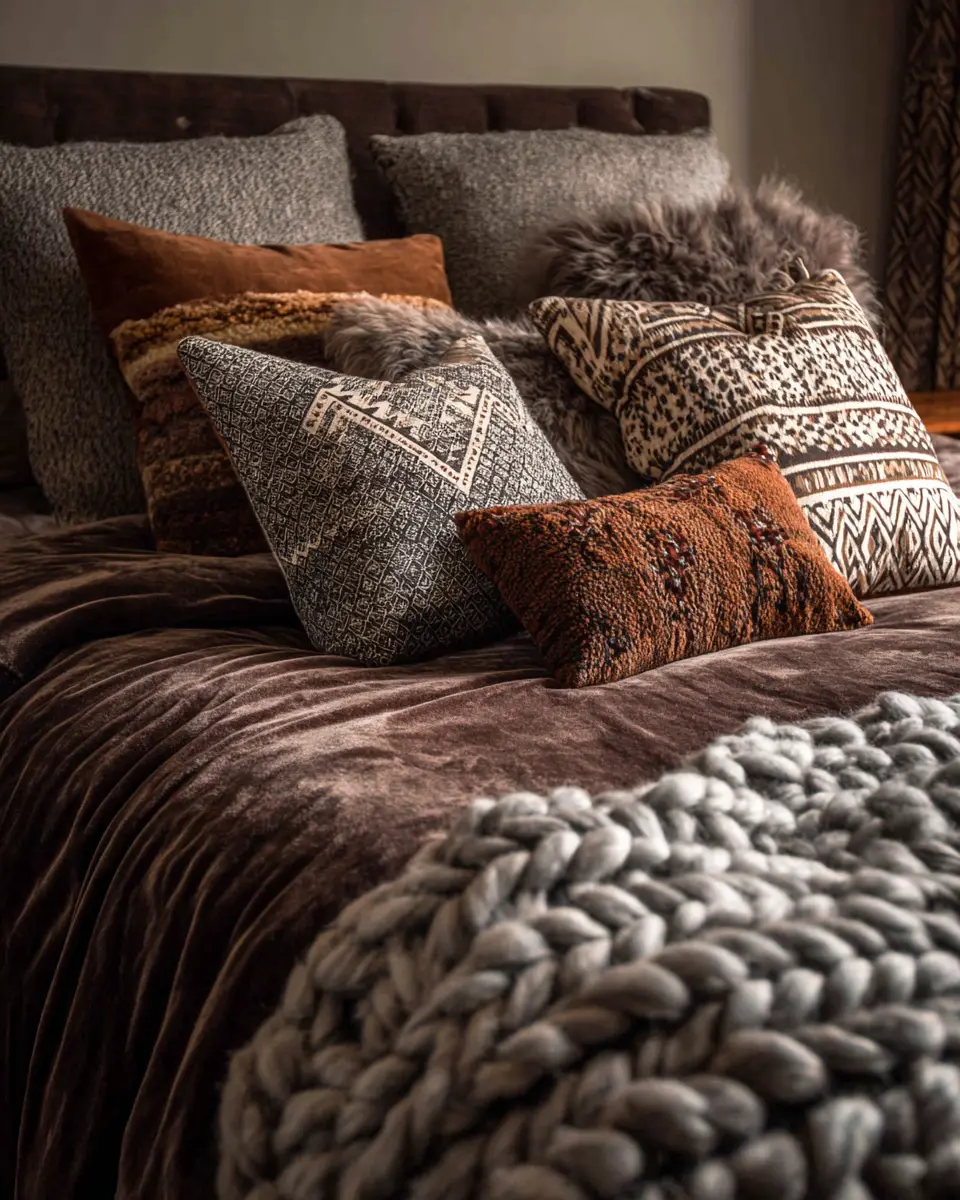 Chocolate Brown Eclectic Bedroom Decor Ideas - Featured