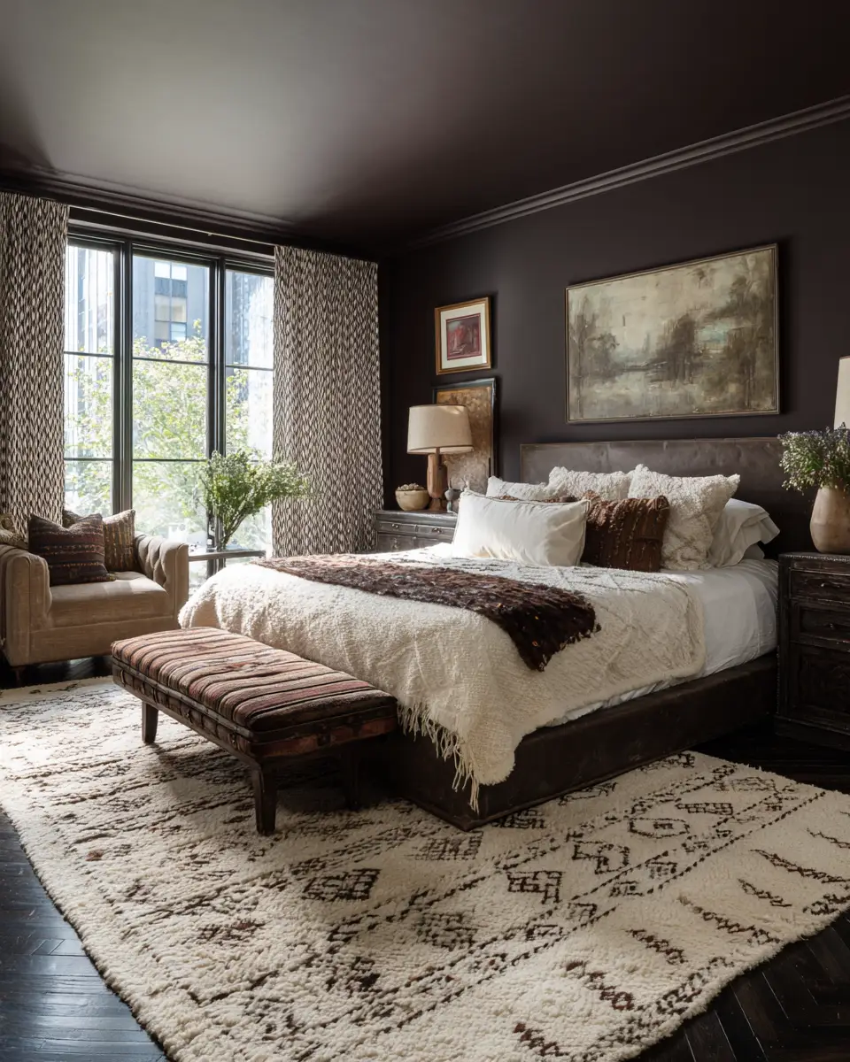 Chocolate Brown Eclectic Bedroom Decor Ideas