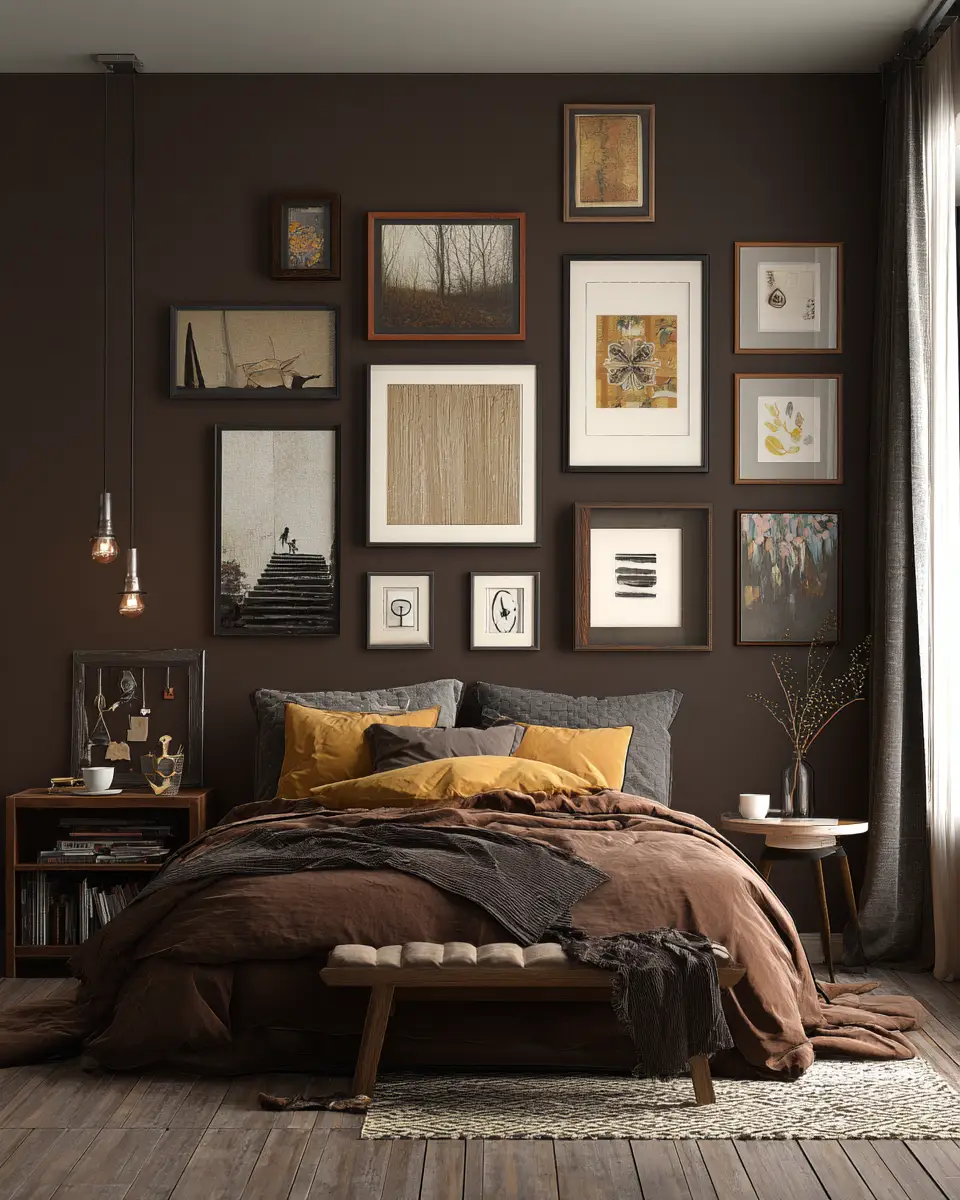 Chocolate Brown Eclectic Bedroom Decor Ideas