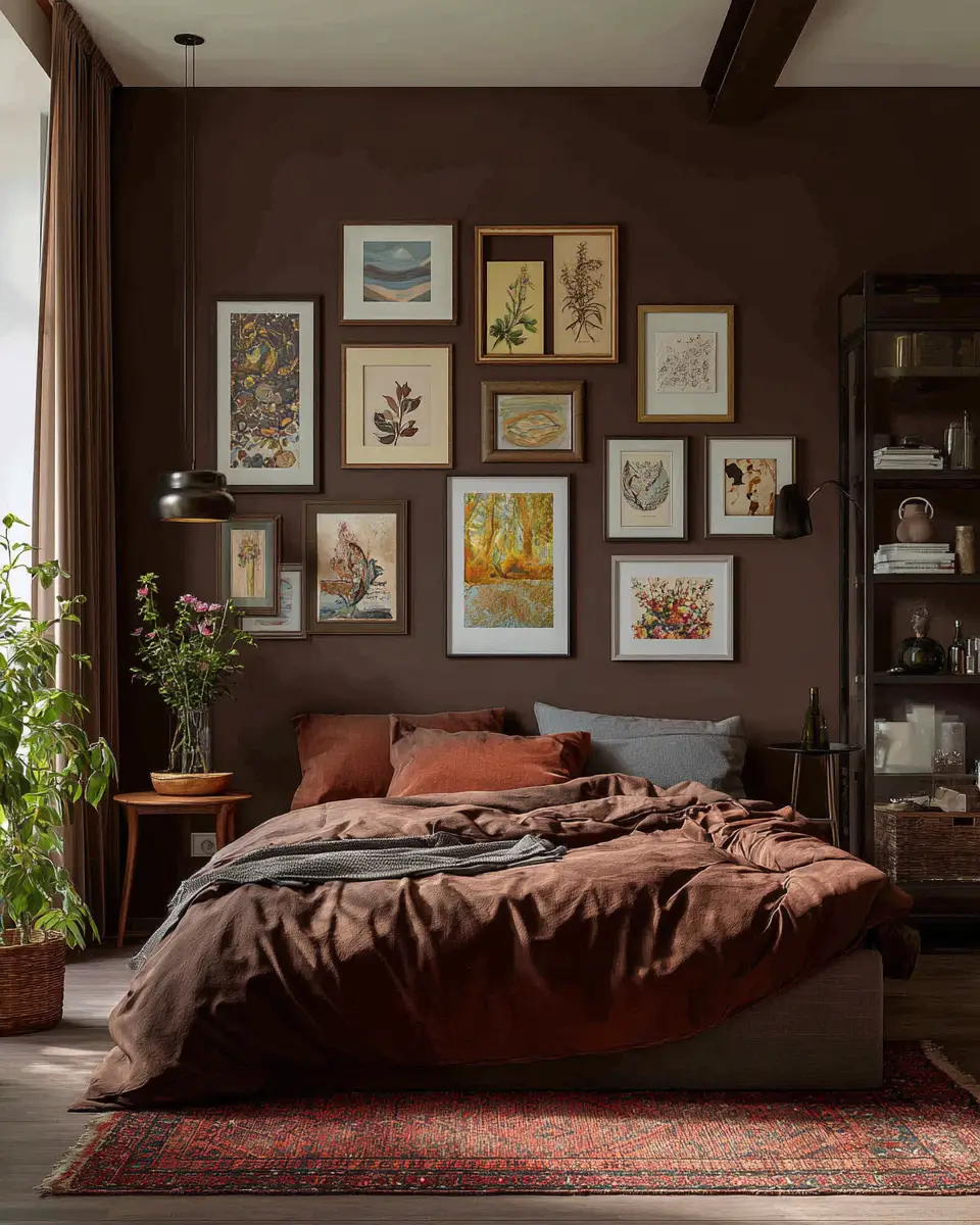 Chocolate Brown Eclectic Bedroom Decor Ideas