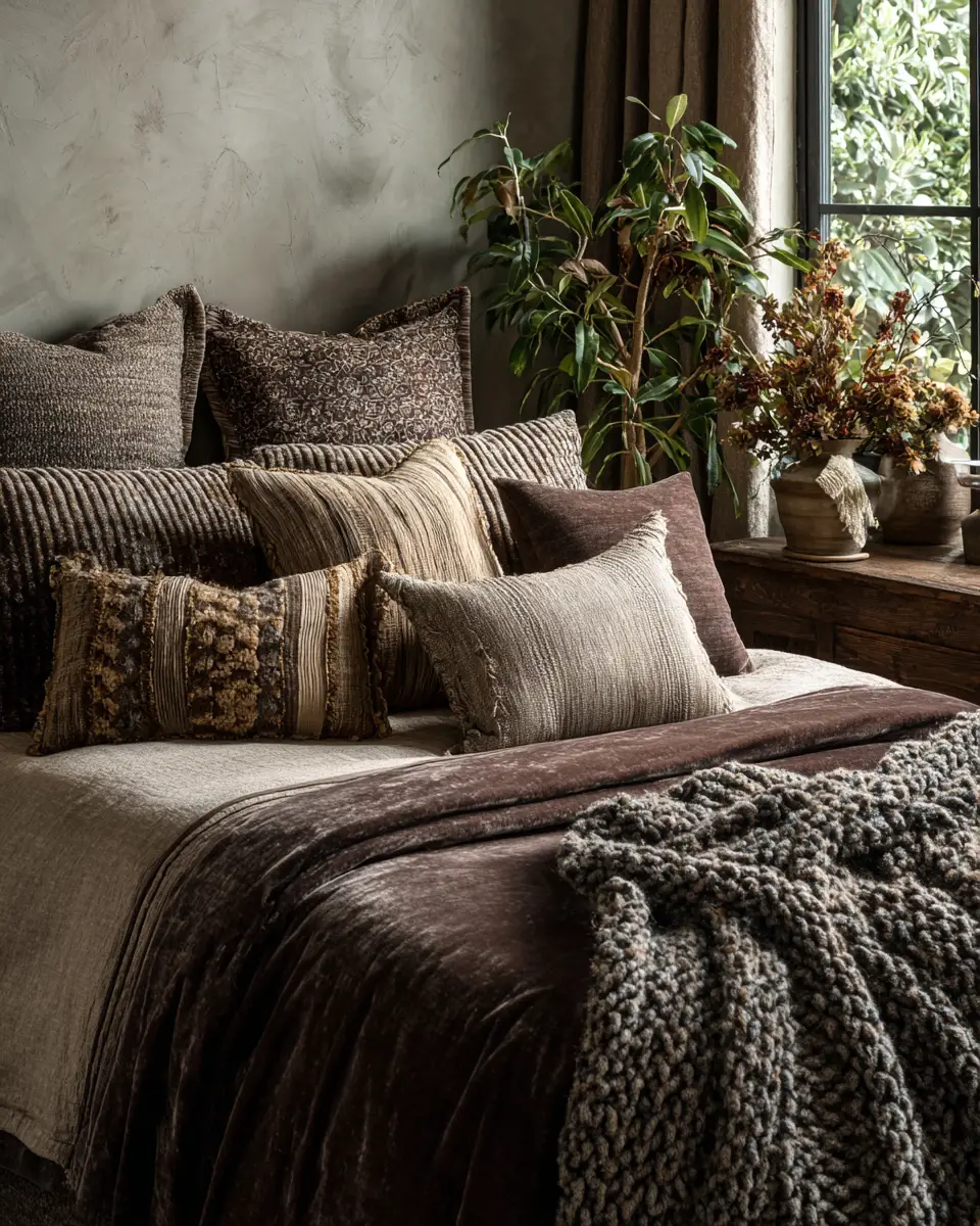 Chocolate Brown Eclectic Bedroom Decor Ideas