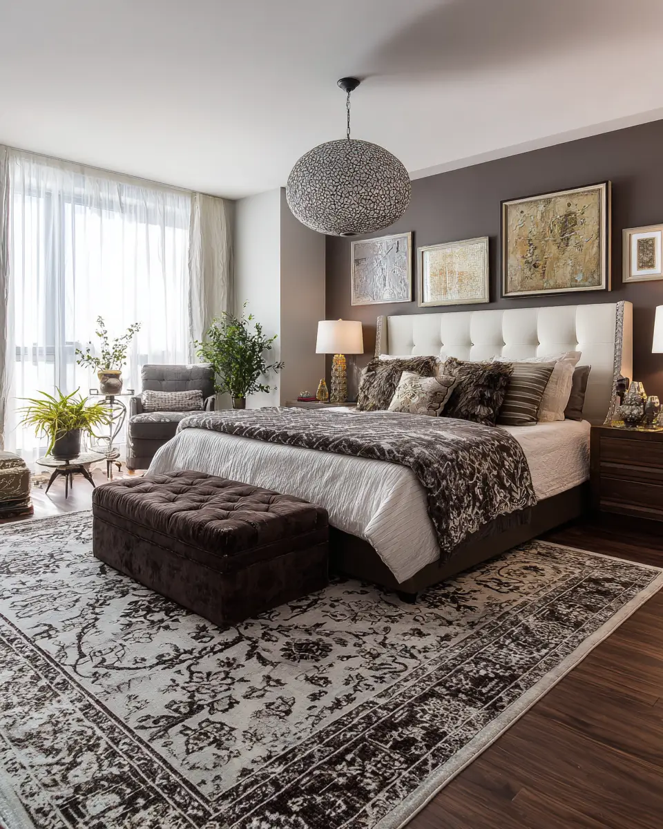 Chocolate Brown Eclectic Bedroom Decor Ideas