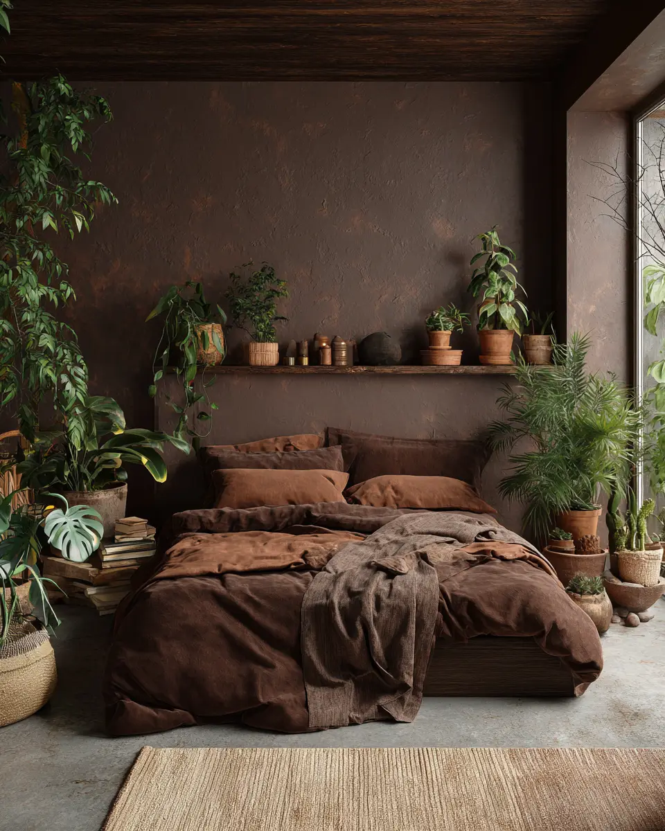Chocolate Brown Eclectic Bedroom Decor Ideas