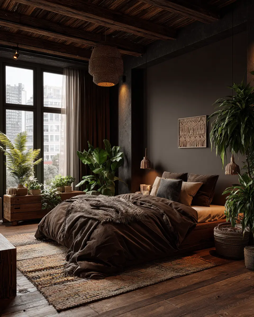 Chocolate Brown Eclectic Bedroom Decor Ideas