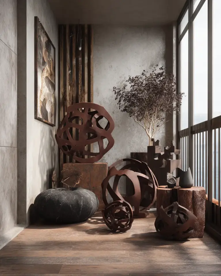 Chocolate Brown Industrial Balcony Decor Ideas - Featured