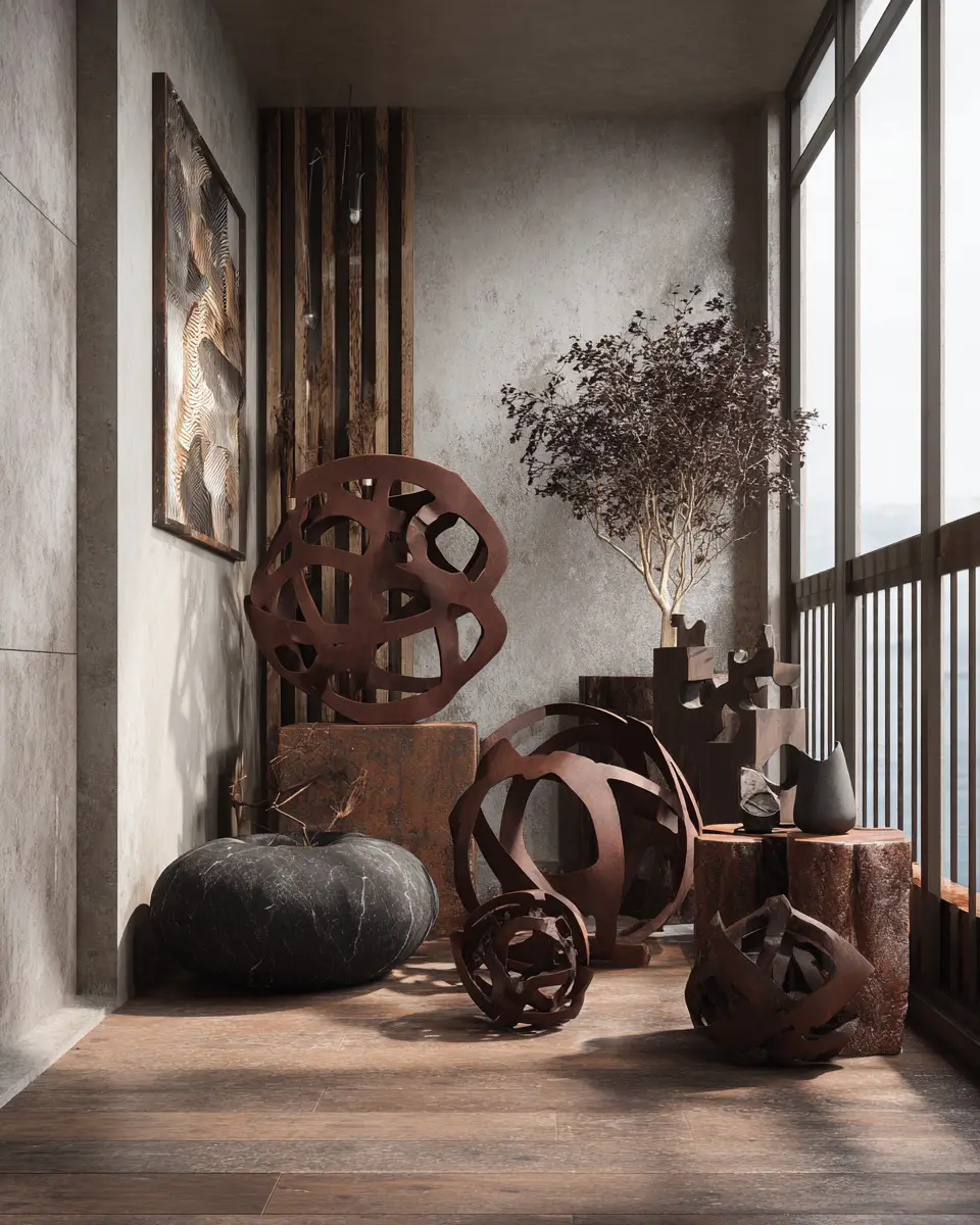 Chocolate Brown Industrial Balcony Decor Ideas - Featured