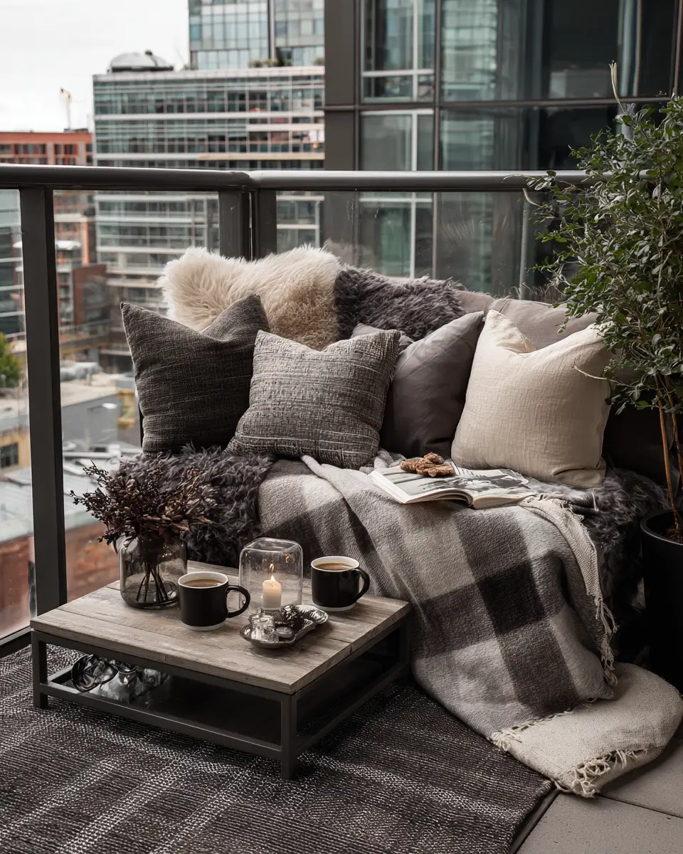 Chocolate Brown Industrial Balcony Decor Ideas
