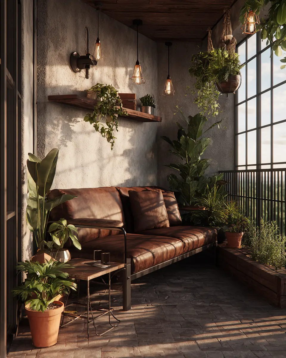 Chocolate Brown Industrial Balcony Decor Ideas