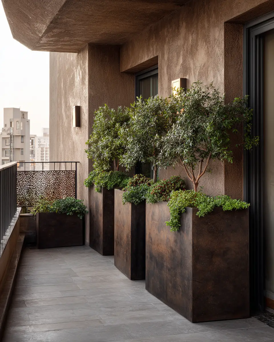 Chocolate Brown Industrial Balcony Decor Ideas