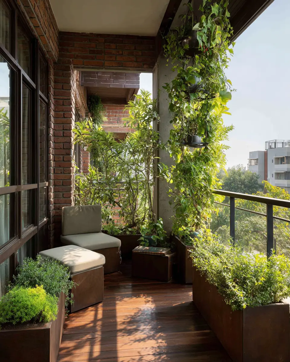 Chocolate Brown Industrial Balcony Decor Ideas