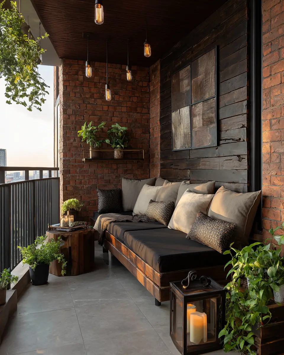 Chocolate Brown Industrial Balcony Decor Ideas