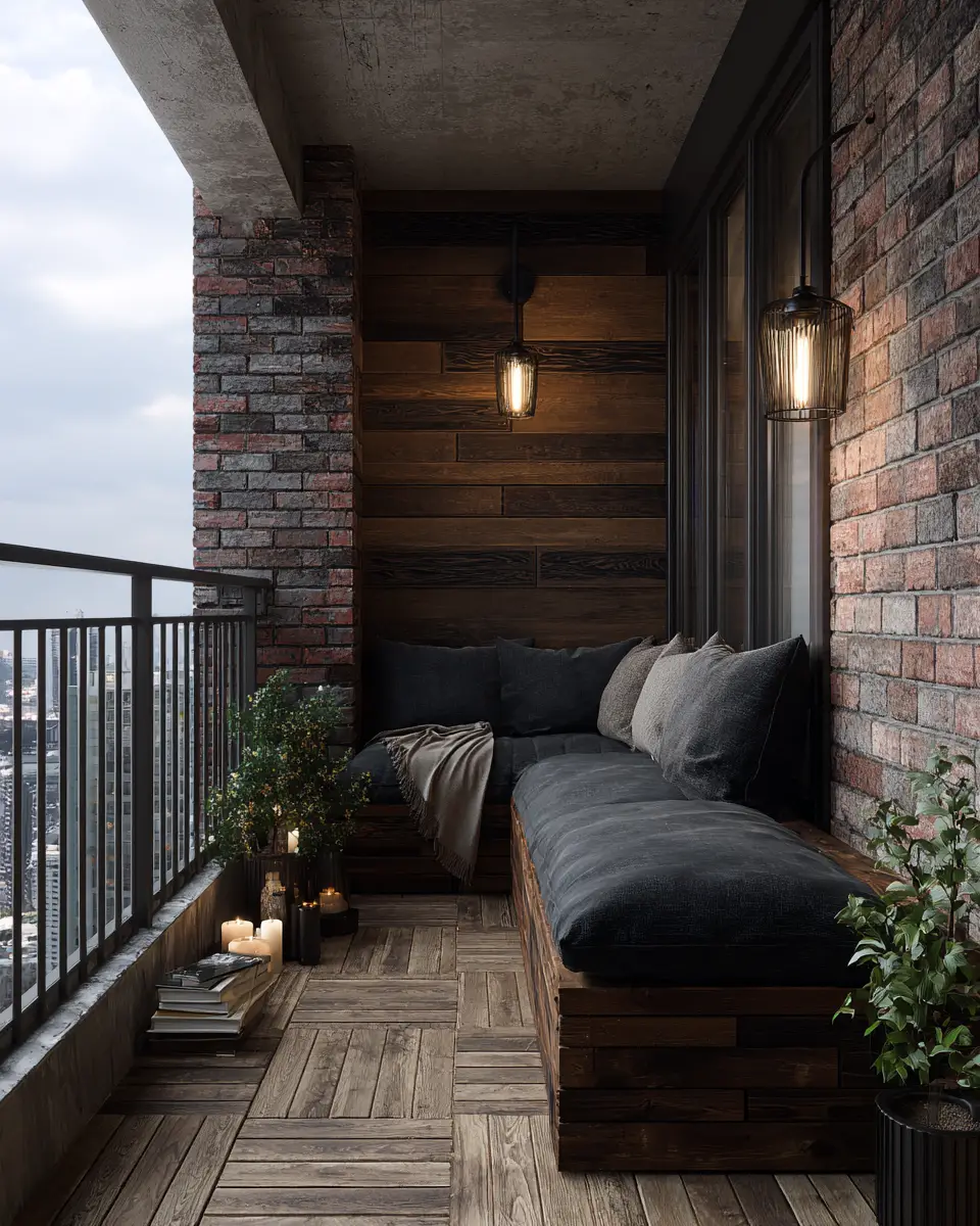 Chocolate Brown Industrial Balcony Decor Ideas