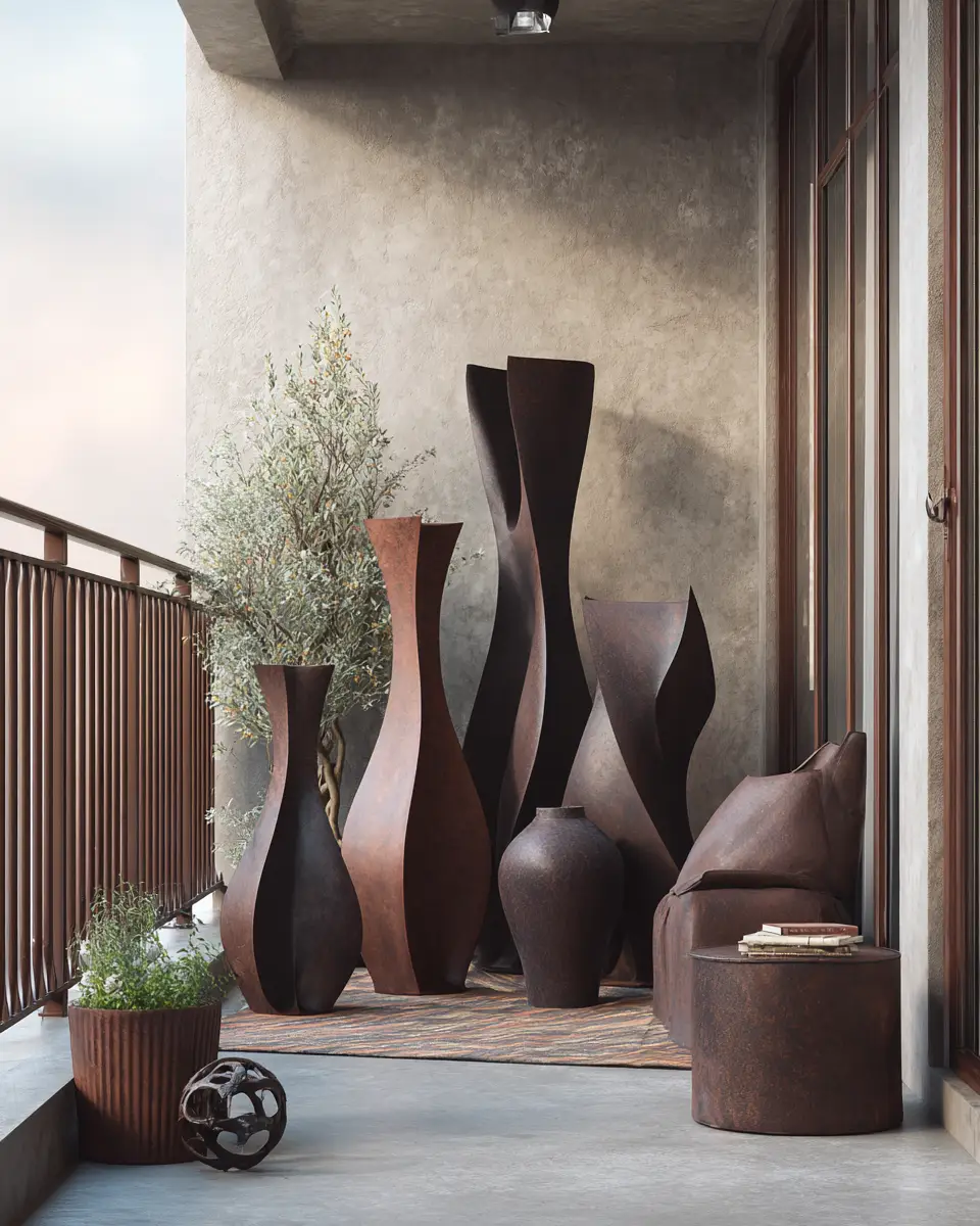 Chocolate Brown Industrial Balcony Decor Ideas