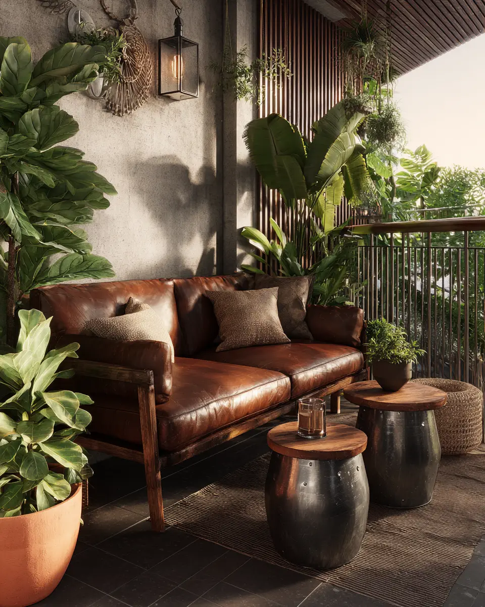 Chocolate Brown Industrial Balcony Decor Ideas