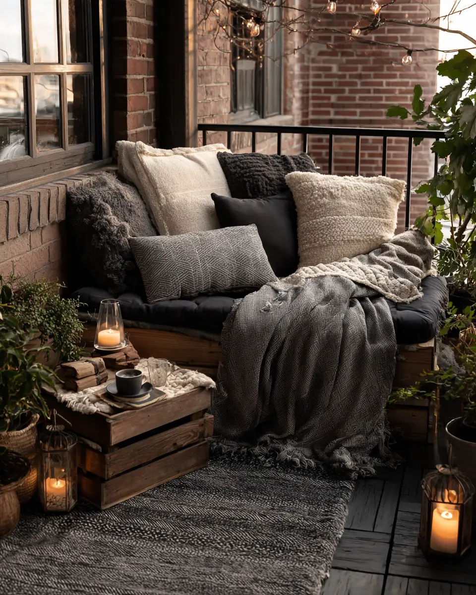 Chocolate Brown Industrial Balcony Decor Ideas