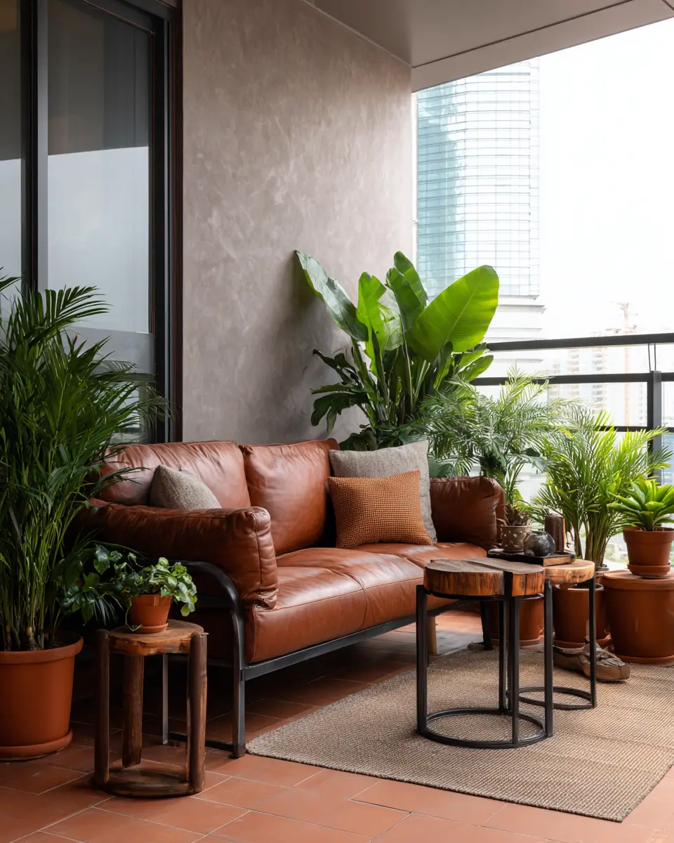 Chocolate Brown Industrial Balcony Decor Ideas