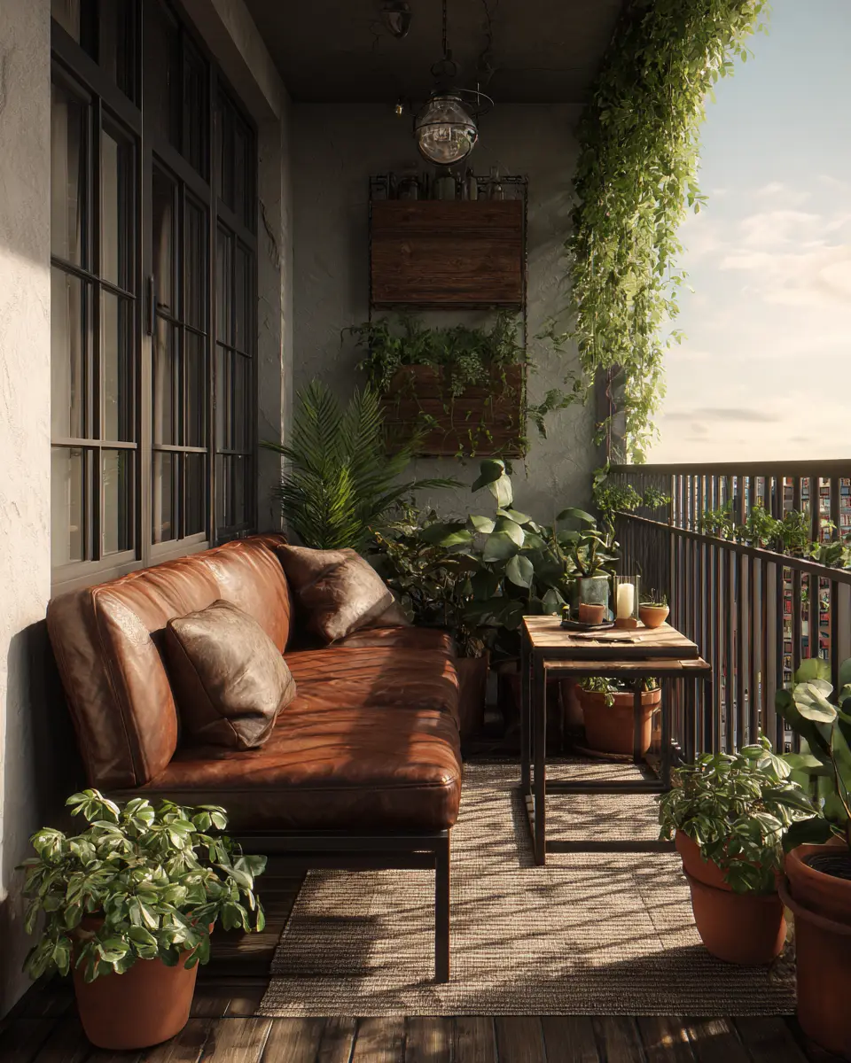 Chocolate Brown Industrial Balcony Decor Ideas