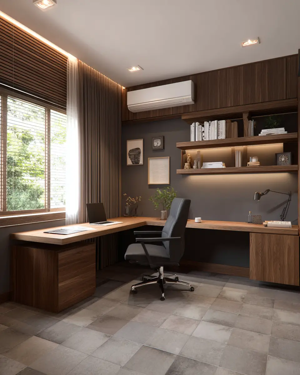Chocolate Brown Modern Home Office Decor Ideas