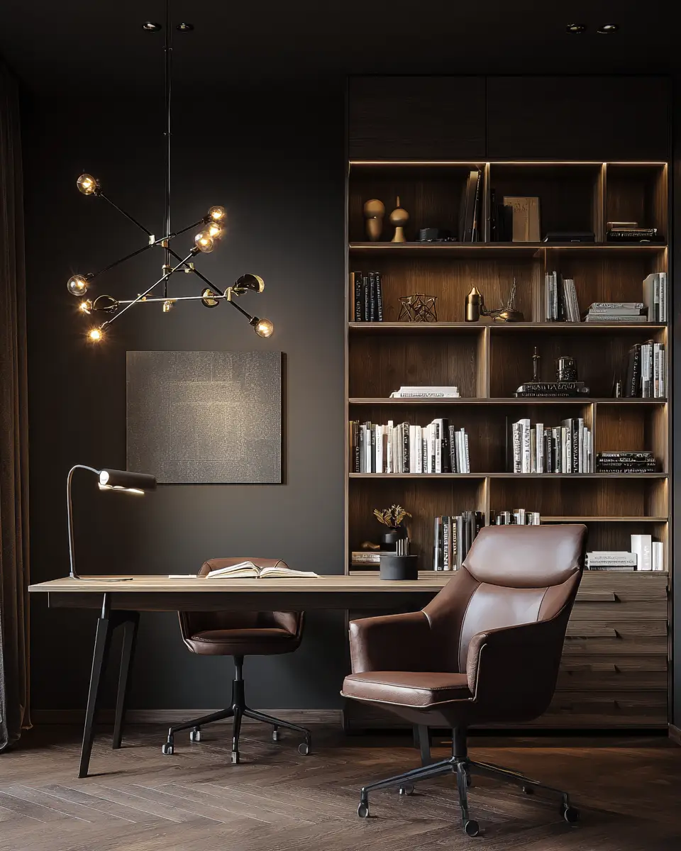 Chocolate Brown Modern Home Office Decor Ideas