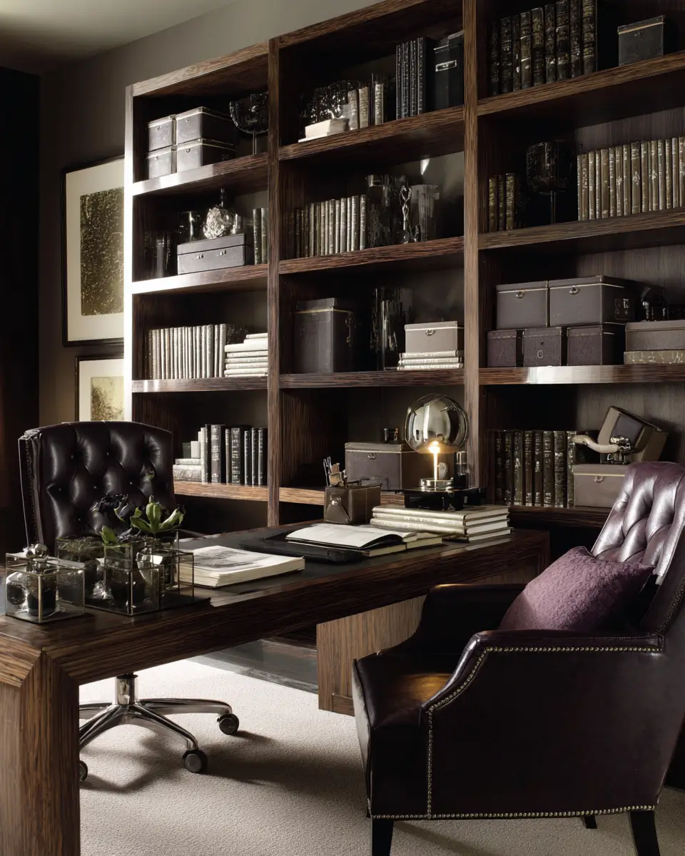 Chocolate Brown Modern Home Office Decor Ideas