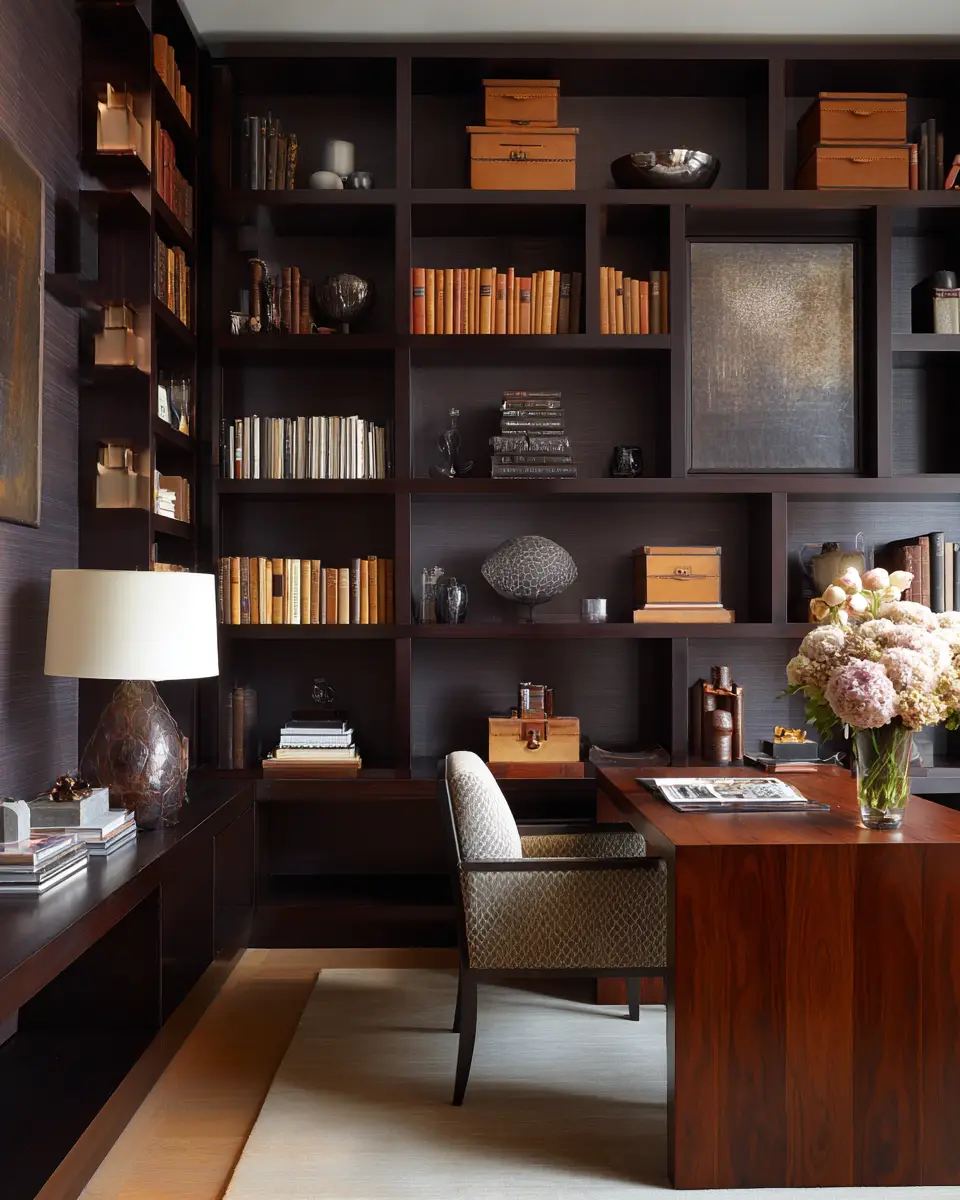 Chocolate Brown Modern Home Office Decor Ideas