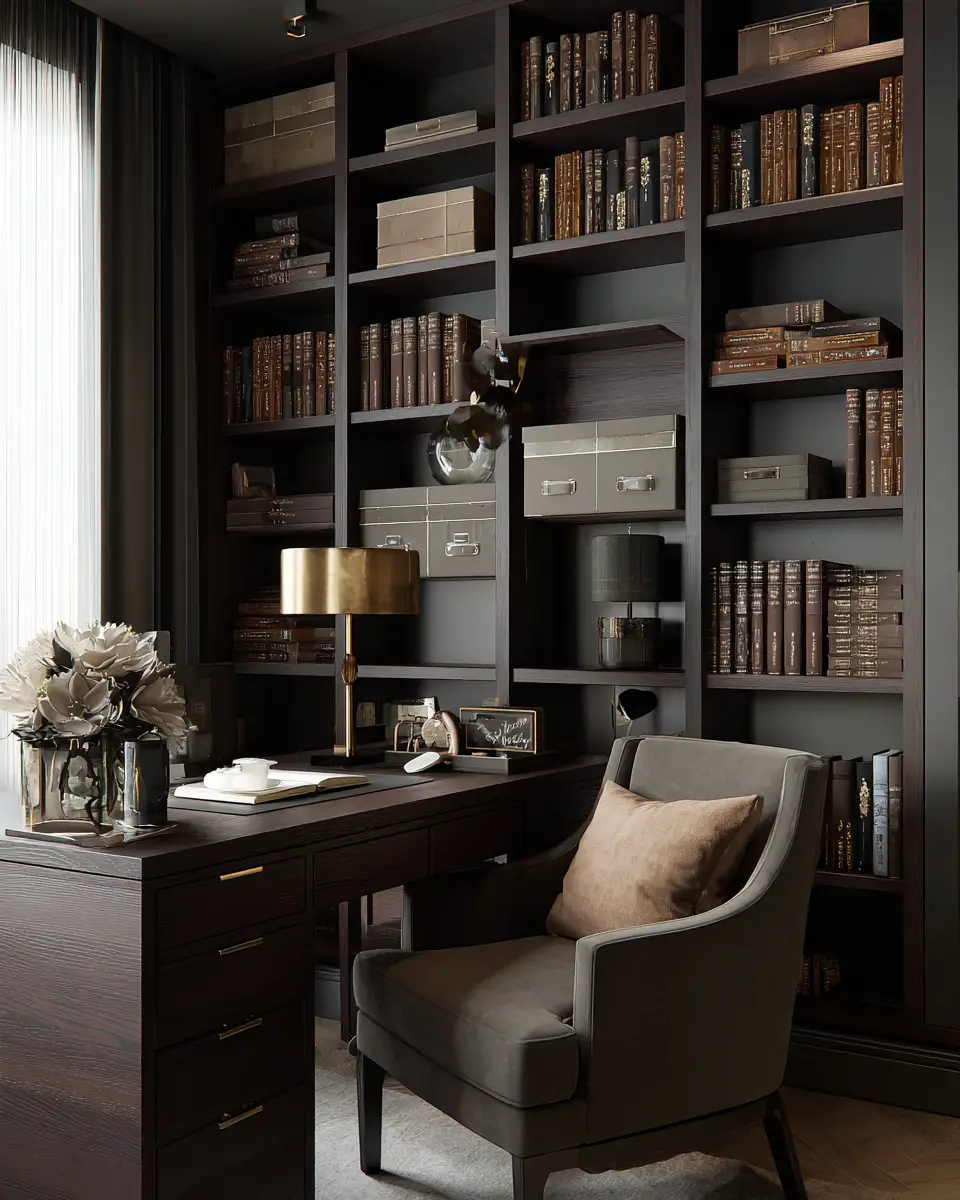 Chocolate Brown Modern Home Office Decor Ideas