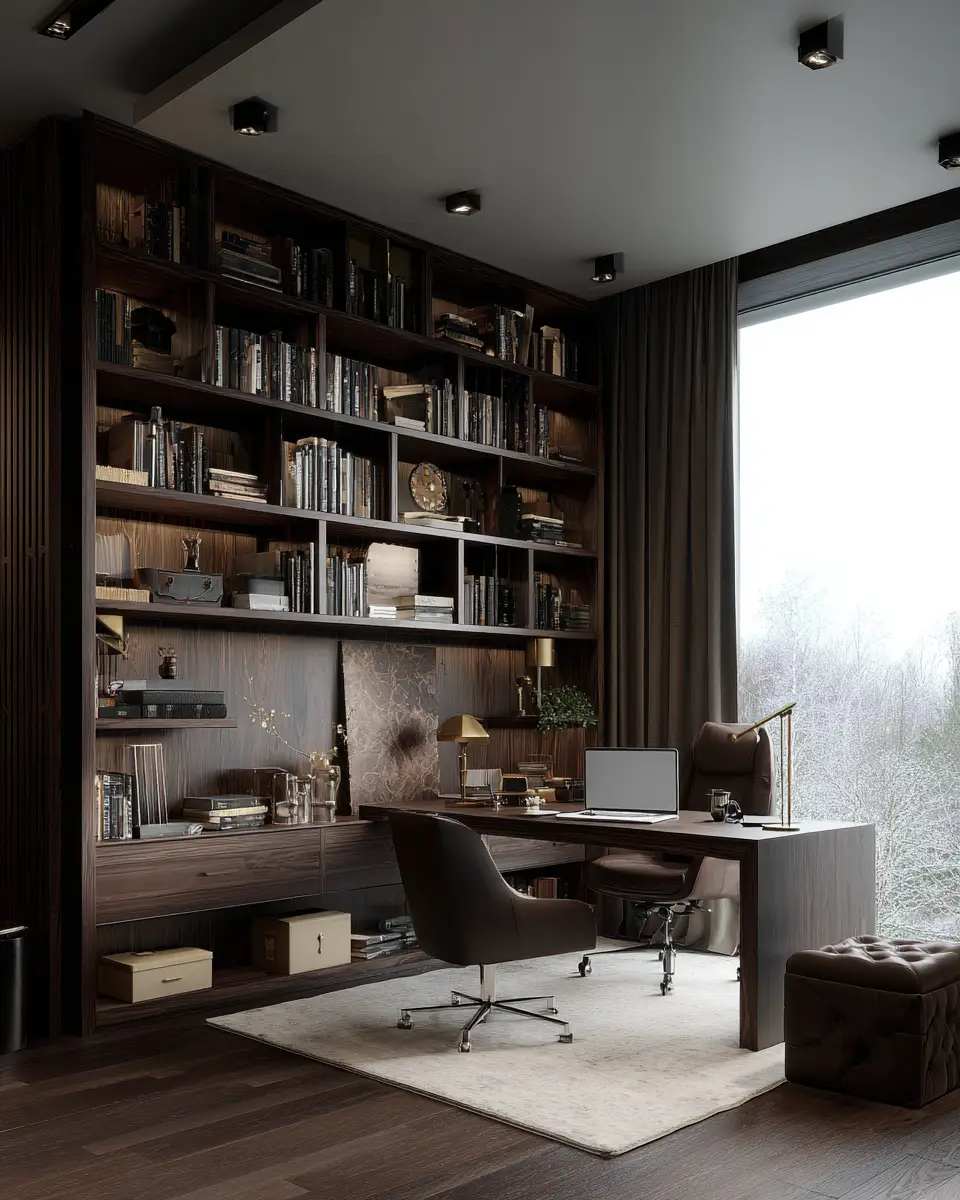 Chocolate Brown Modern Home Office Decor Ideas