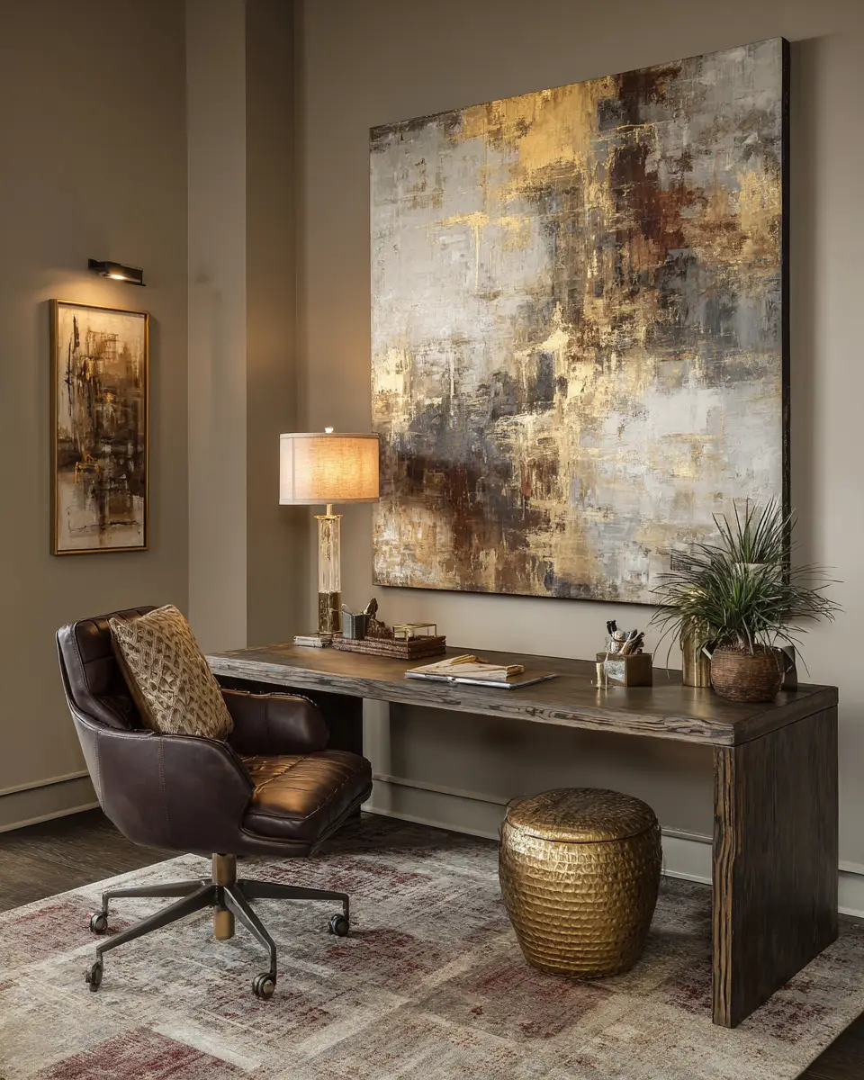 Chocolate Brown Modern Home Office Decor Ideas