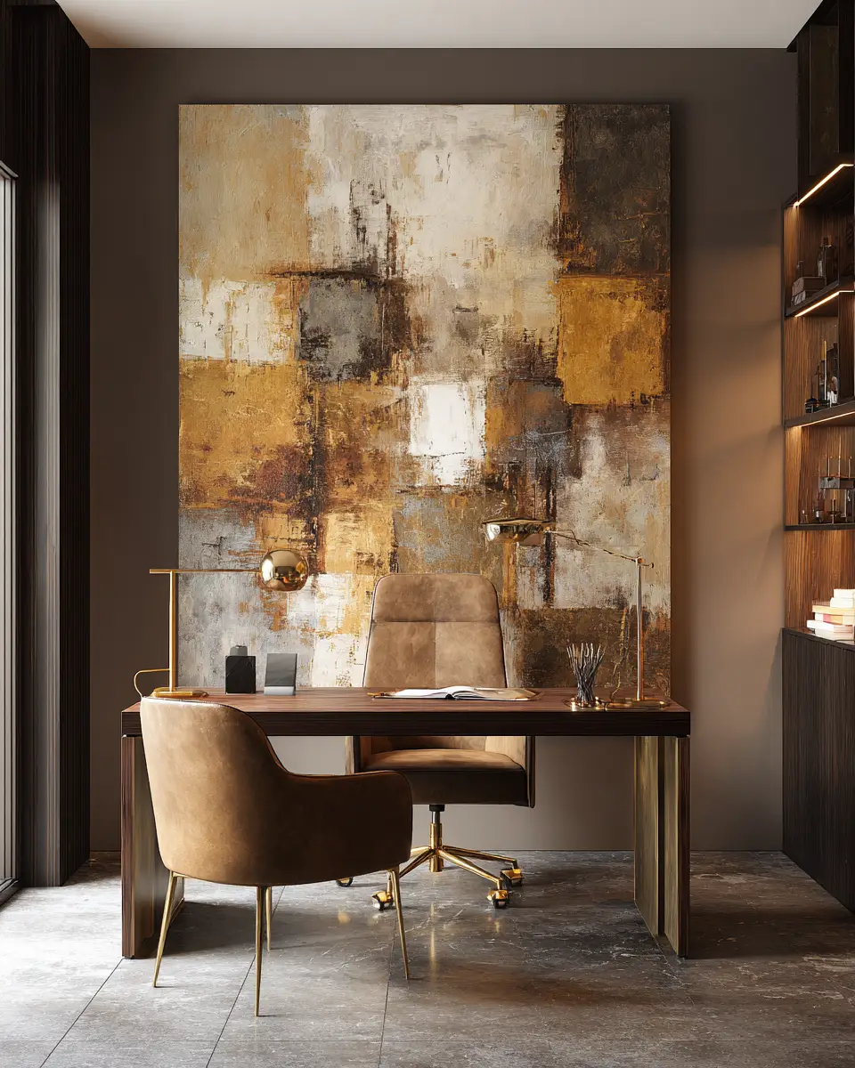 Chocolate Brown Modern Home Office Decor Ideas