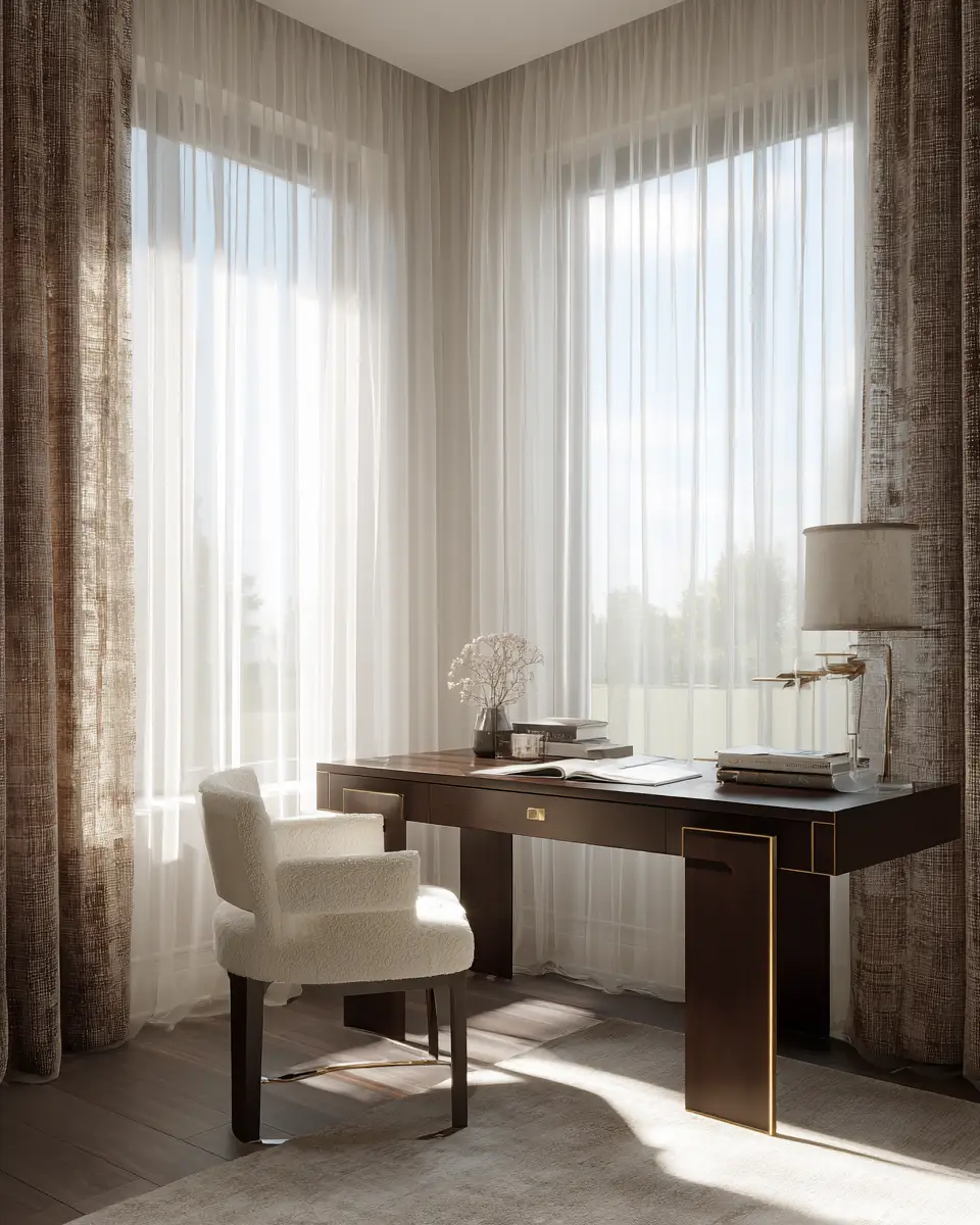 Chocolate Brown Modern Home Office Decor Ideas