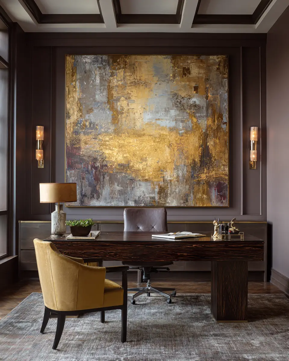 Chocolate Brown Modern Home Office Decor Ideas