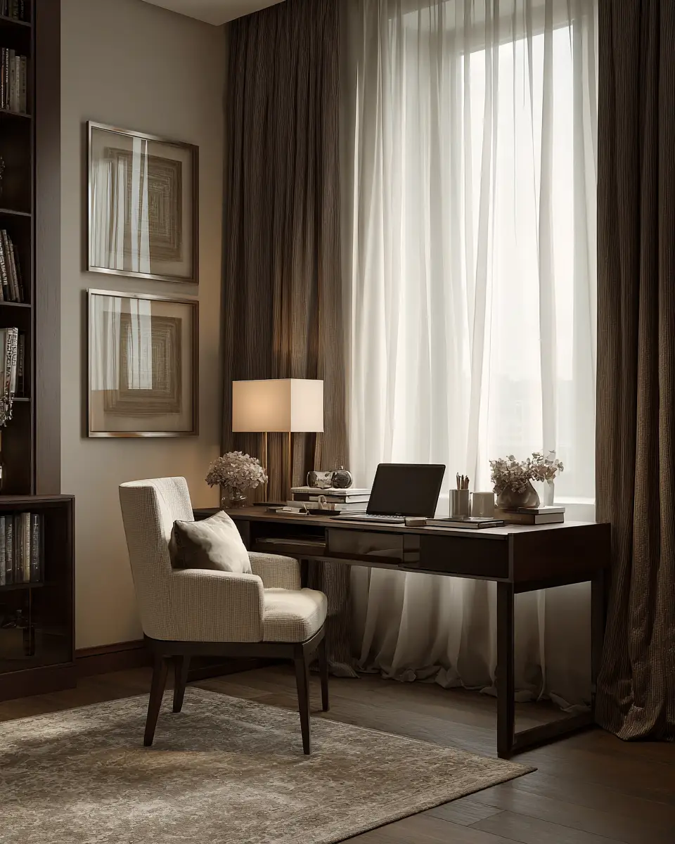 Chocolate Brown Modern Home Office Decor Ideas