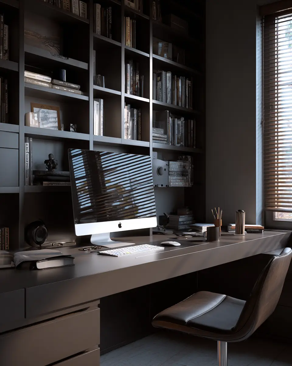 Chocolate Brown Modern Home Office Decor Ideas